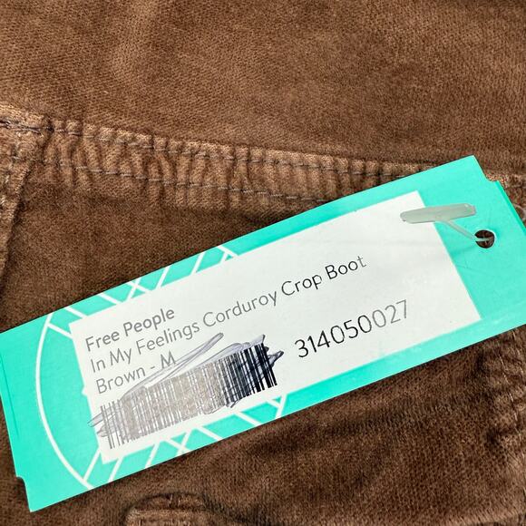 Free People In My Feelings Corduroy Cropped Boot Pants Brown Size M NWT - Picture 14 of 14